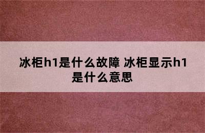 冰柜h1是什么故障 冰柜显示h1是什么意思